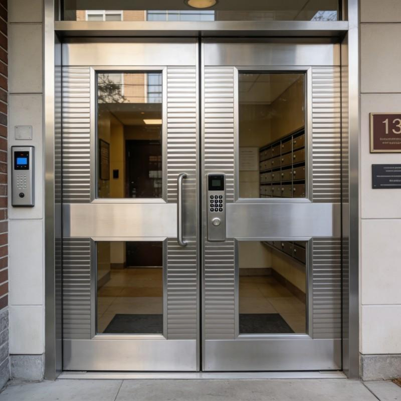 Residential Stainless Steel Entrance Door with Custom Finish