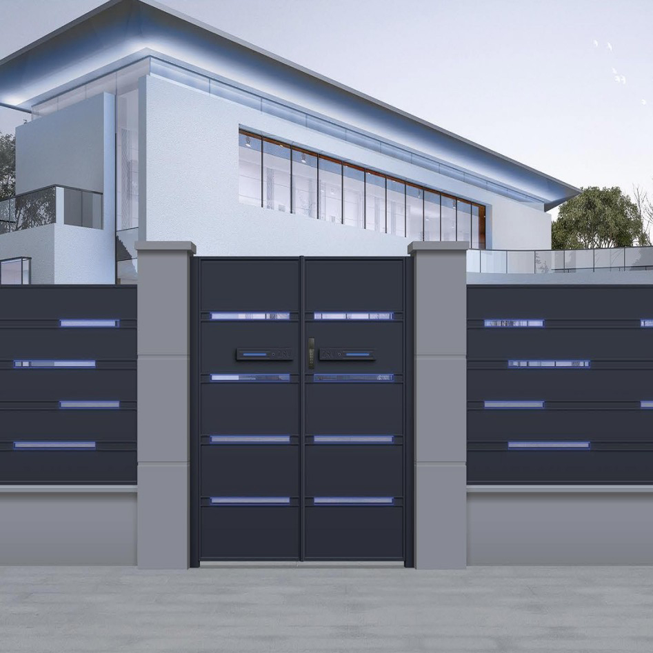 15. Wrought Aluminium Gate for Decorative Use in Courtyard Hotels Parks Malls Aluminum Metal Security Entrance Door Courtyard Gate Elegant Architectural Finish