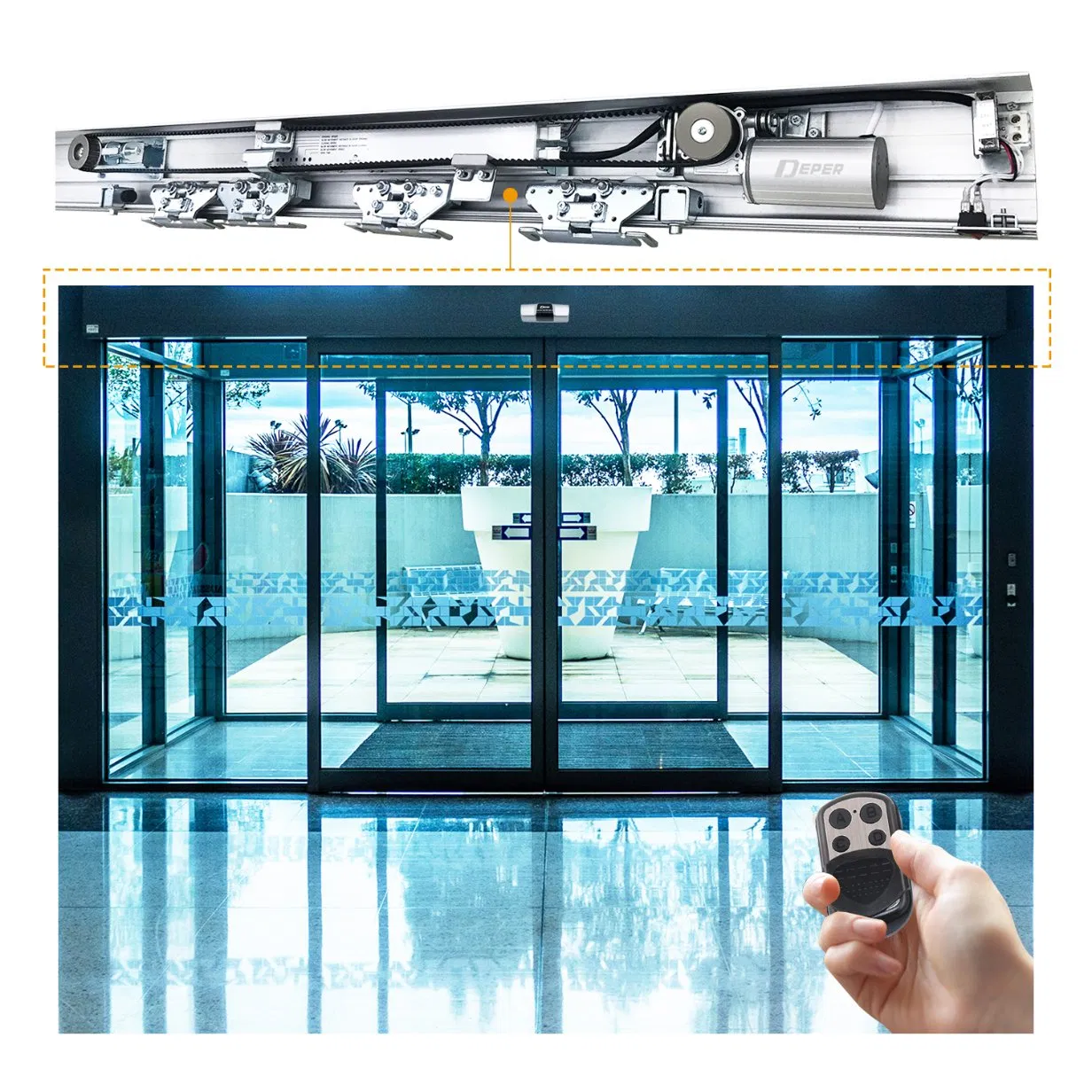 Deper DSL-125A Interior Double Glsss Door Automatic Sliding Door System for Access Entrance Automation