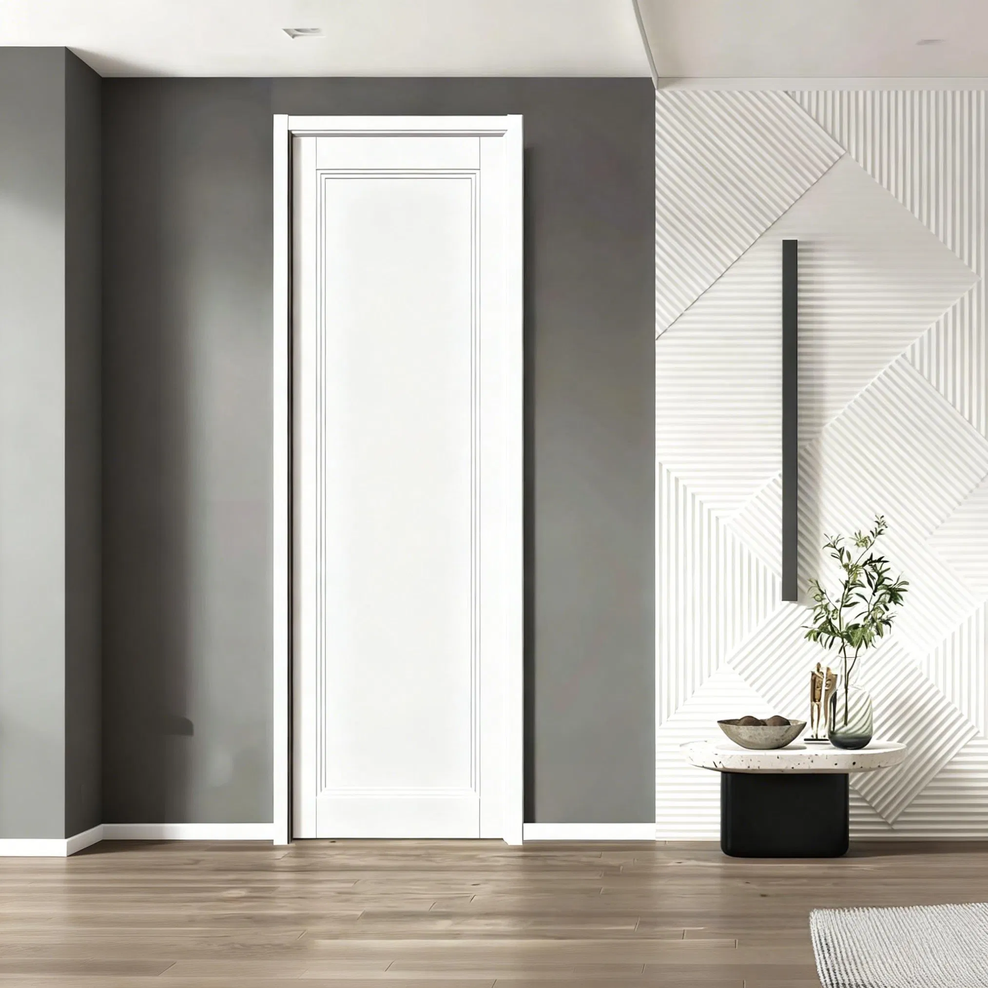 Wooden Wood Main PVC Double Leaf Door for Residential House Main Entrance Use