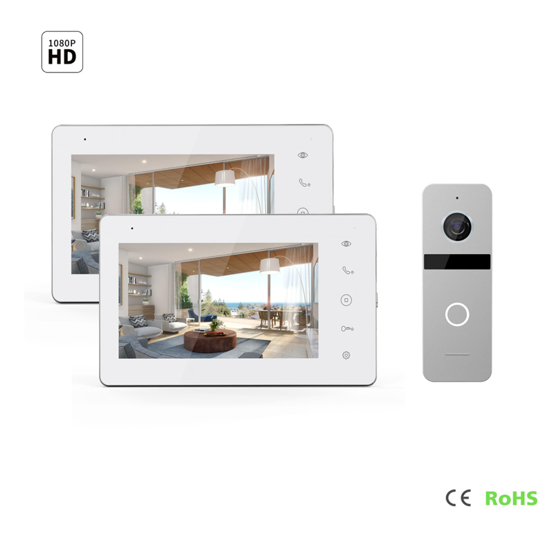 HD 7" IPS Screen Intercom Home Security Systems Remote Doorbell