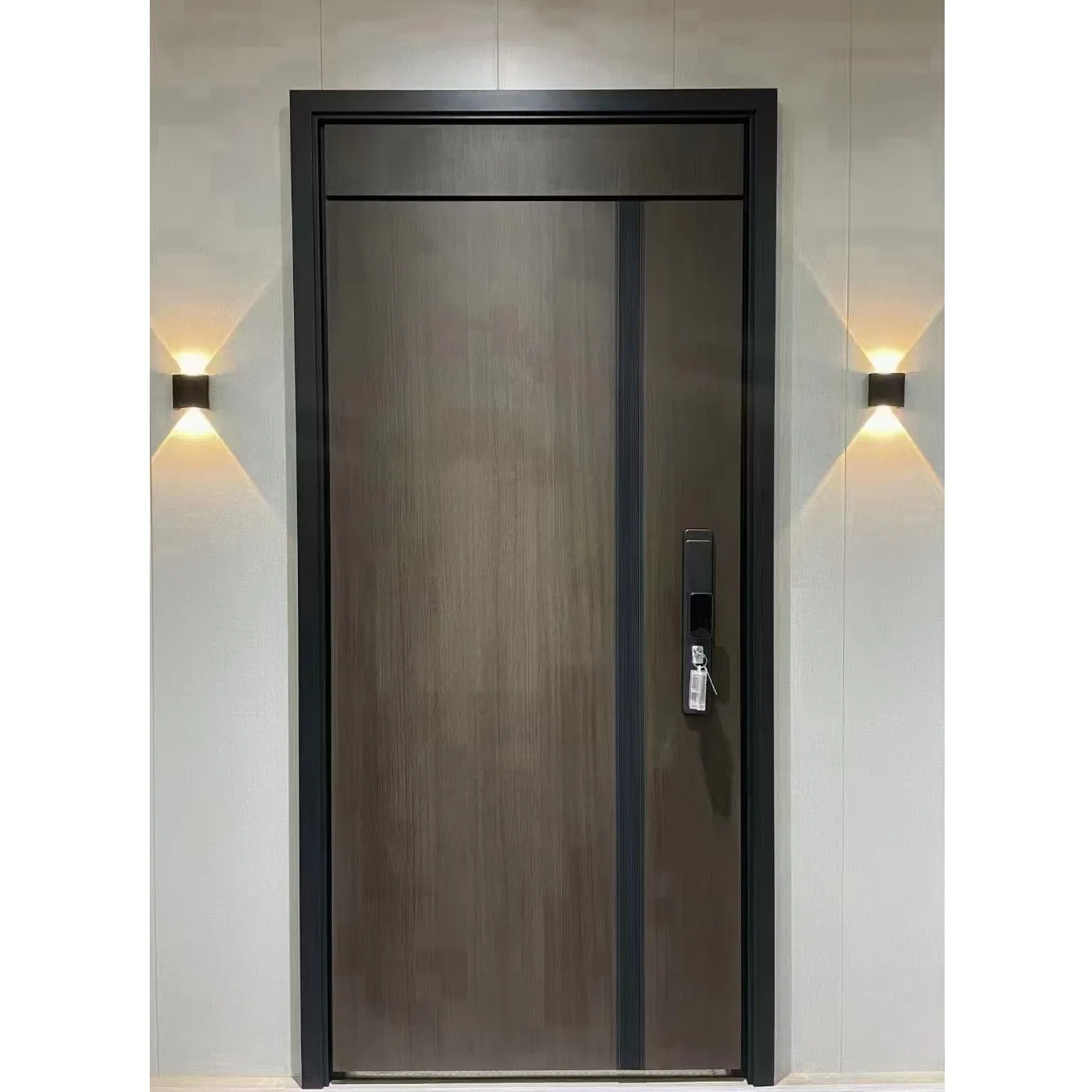 Exterior Residential Hotel Apartment Fireproof Soundproof House Main Entrance Fire Resistance Teak Wood Melamine Wood Fire-Rated Log Solid Timber Wooden Door