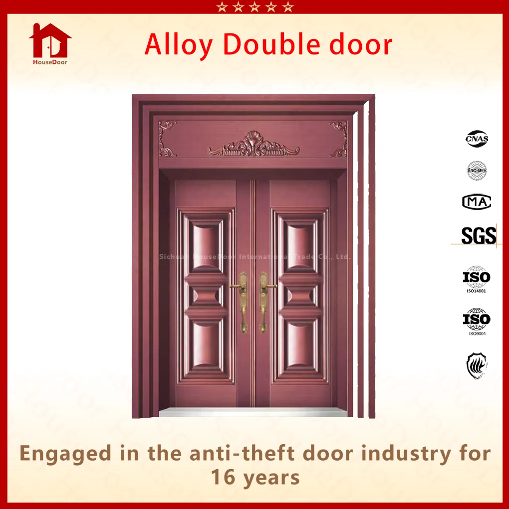 Contemporary Zinc Alloy Double Door for Home Entrance Modern Architectural Style