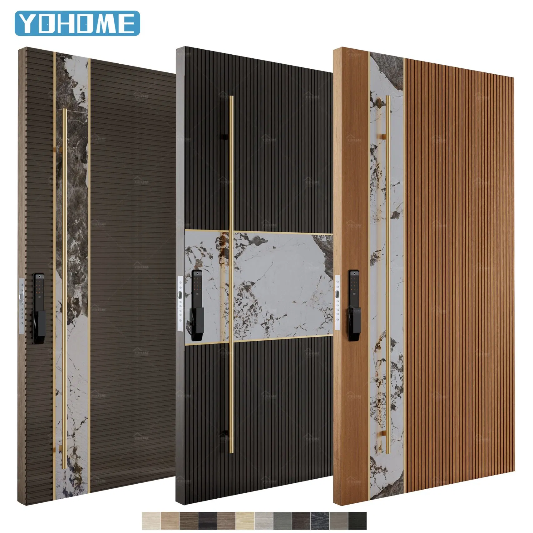 Guangdong Yohome England Wooden External Door Modern Residential Wood Pivot Entry Door Villa Pivot Front Entrance Doors for Home