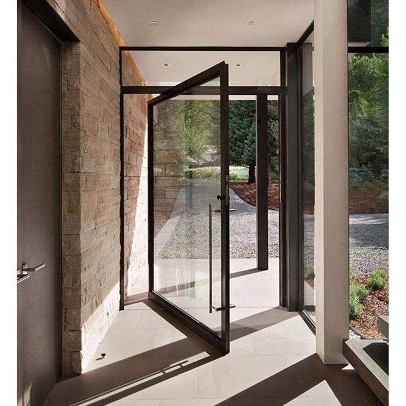 Modern Outdoor Weather Resistant Waterproof Aluminum Exterior Entrance Security Pivot Doors for Bathroom Kitchen