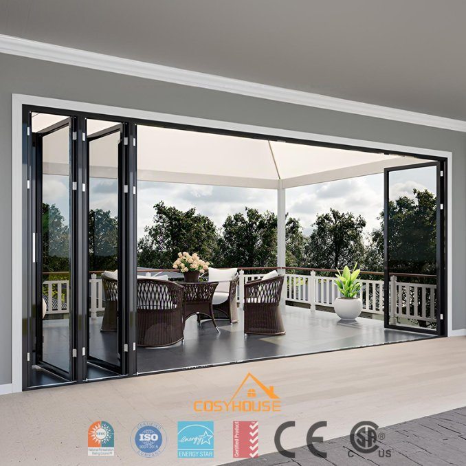 Energy Efficient Aluminum Folding Door System with Double Glazing Nfrc As2047 Certified