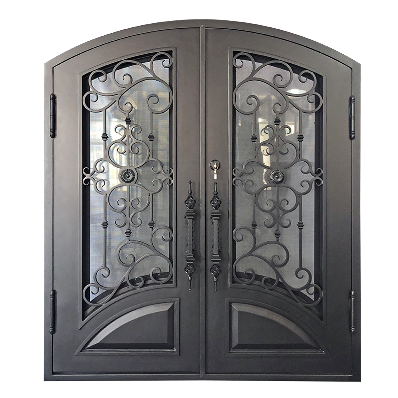 Hot Sell Thermal Break Weather Resistant Forged Wrought Security Steel Metal Exterior Front Entrance Iron Door