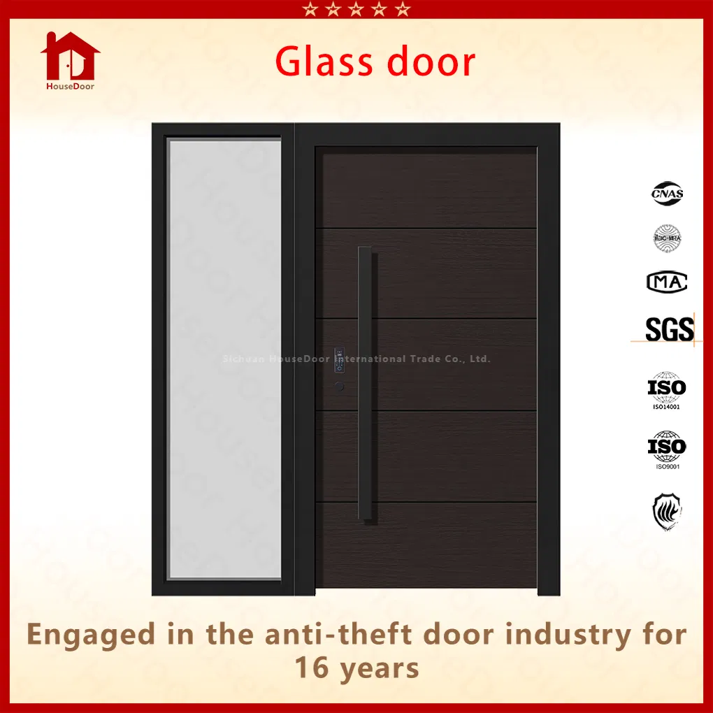Residential Glass Door for Entrance with Metal Frame Modern Style Suitable for Home Use