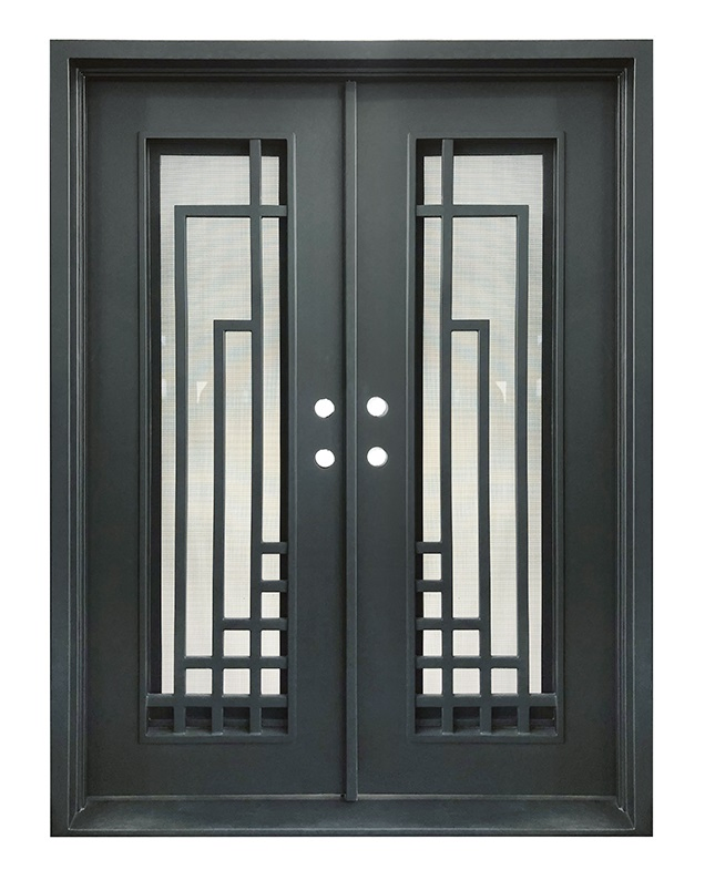 Hot Sell Thermal Break Weather Resistant Forged Wrought Security Steel Metal Exterior Front Entrance Iron Door
