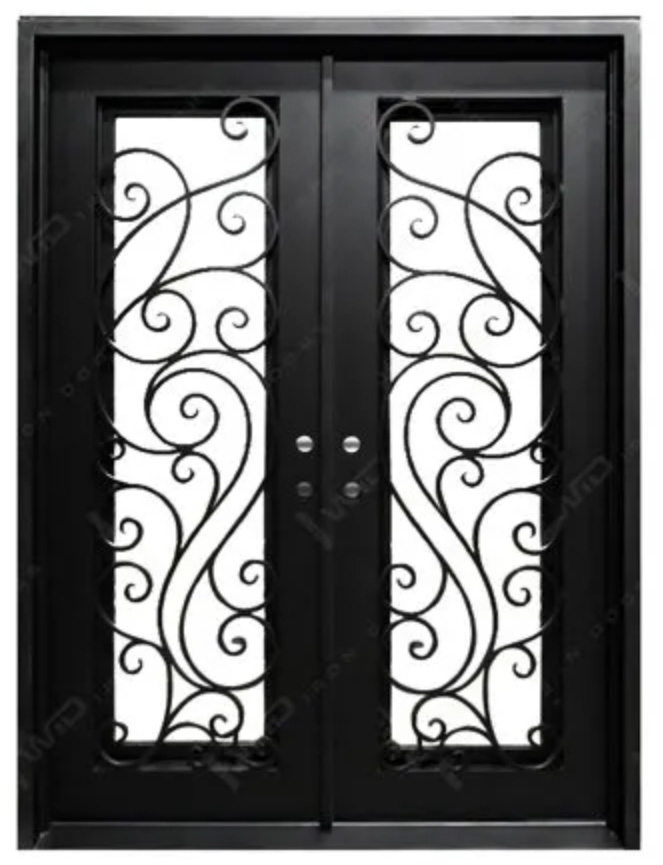Hot Sell Thermal Break Weather Resistant Forged Wrought Security Steel Metal Exterior Front Entrance Iron Door