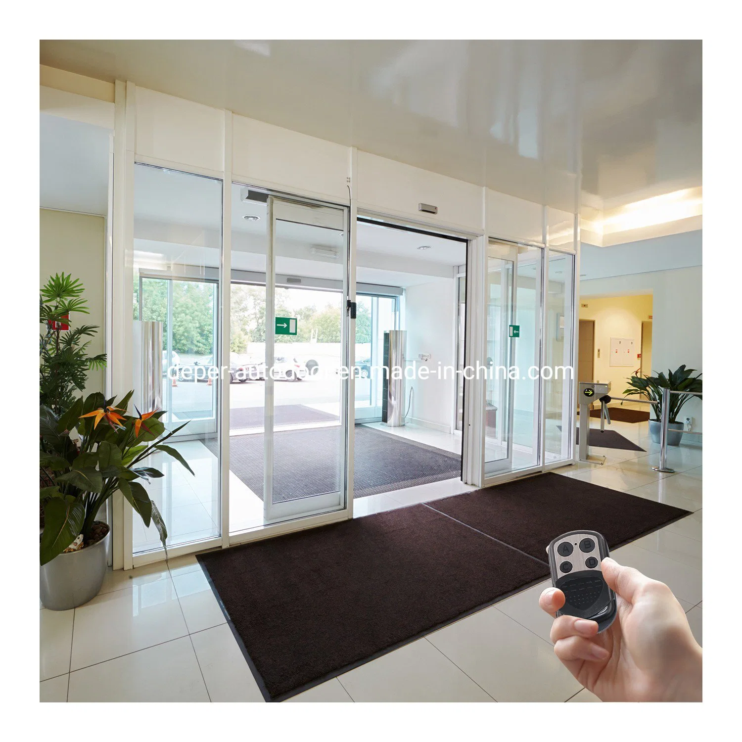 Office Building Entrance with Sensor Automatic Sliding Door System