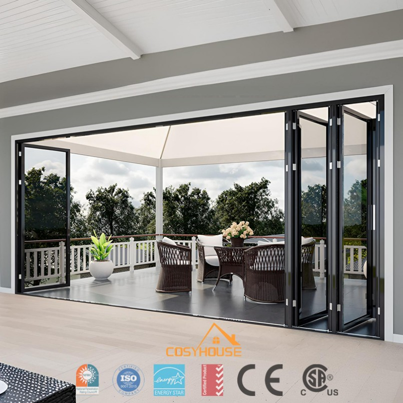 Aluminium Bi Folding Door System Custom Size Energy Star Certified Commercial Residential Project Supply