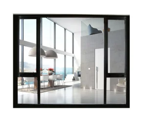 Modern Black Aluminum Casement Window With Mosquito Net