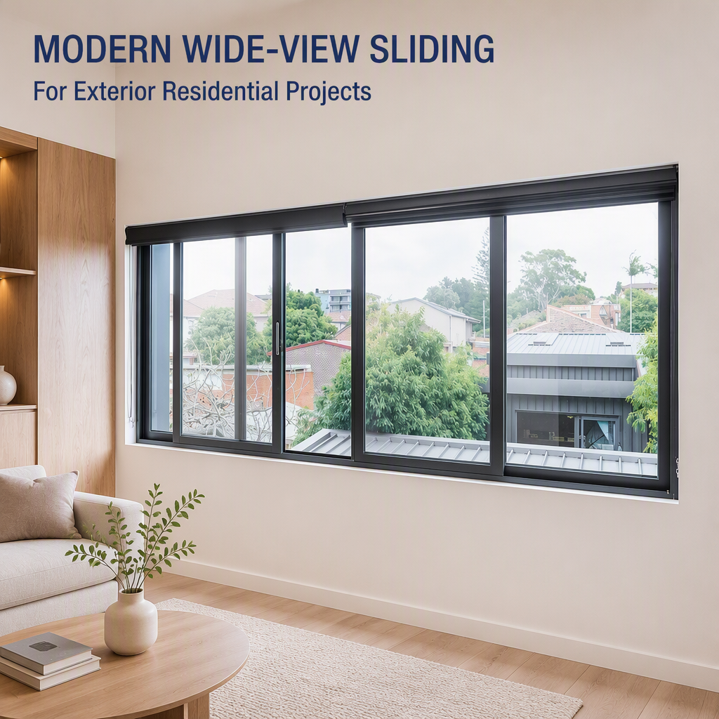 5 Star Hotel Exterior Modern Hurricane Proof Transmittance Laminated Safety Tempered Glass Aluminum Sliding Window Door