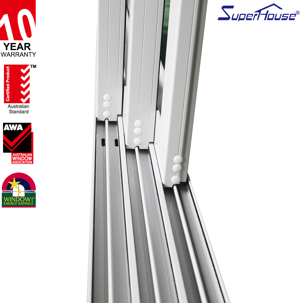 AAMA Thermal Break Aluminum Stacker Door Multi Point Lock Double Insulated Glass Heat Insulation Windproof Balcony & Patio Entry