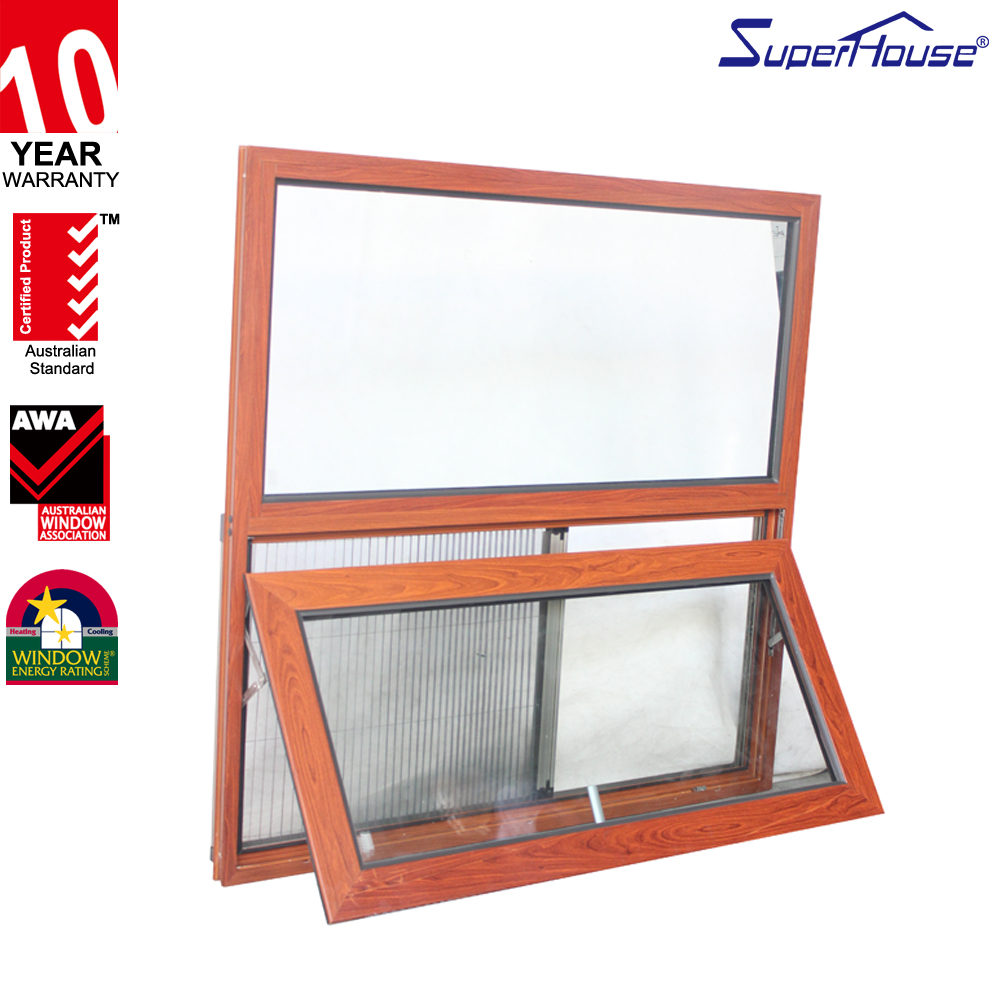 Florida Superhouse Hurricane Impact Resistant Good Sound Insulation Aluminium Triple Tempered Glass Awning Window