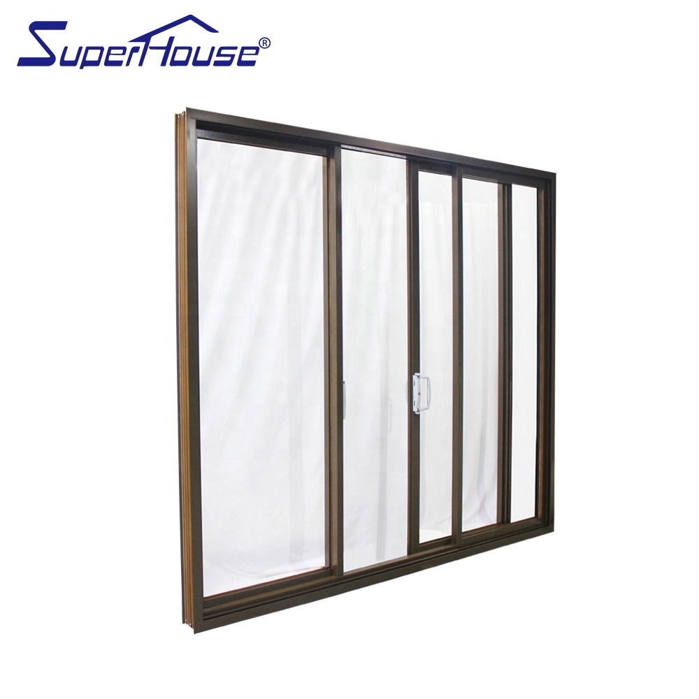 USA Standard Double Glazed Powder Coating Aluminium Door Sliding Door Stacker Door with Bronze Color