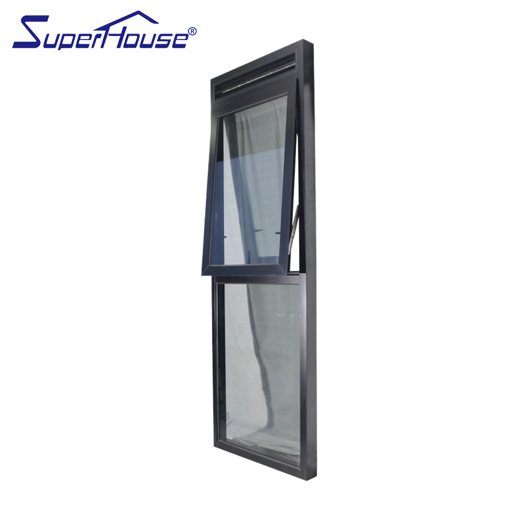 Superhouse Florida Approval Hurricane Impact Resistance Miami Dade With Louvers Tempered Glass Black Aluminum Window