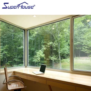 Commercial Office Slim Frame Aluminum Large Fixed Double Laminated Glass High Safety Windproof Waterproof for High Rise Building