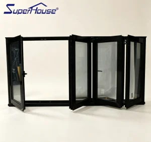 Modern Aluminum Bi-Fold Window 4SG Argon Filled Double Glazing Thermal Insulation Soundproof for Commercial Restaurant Store