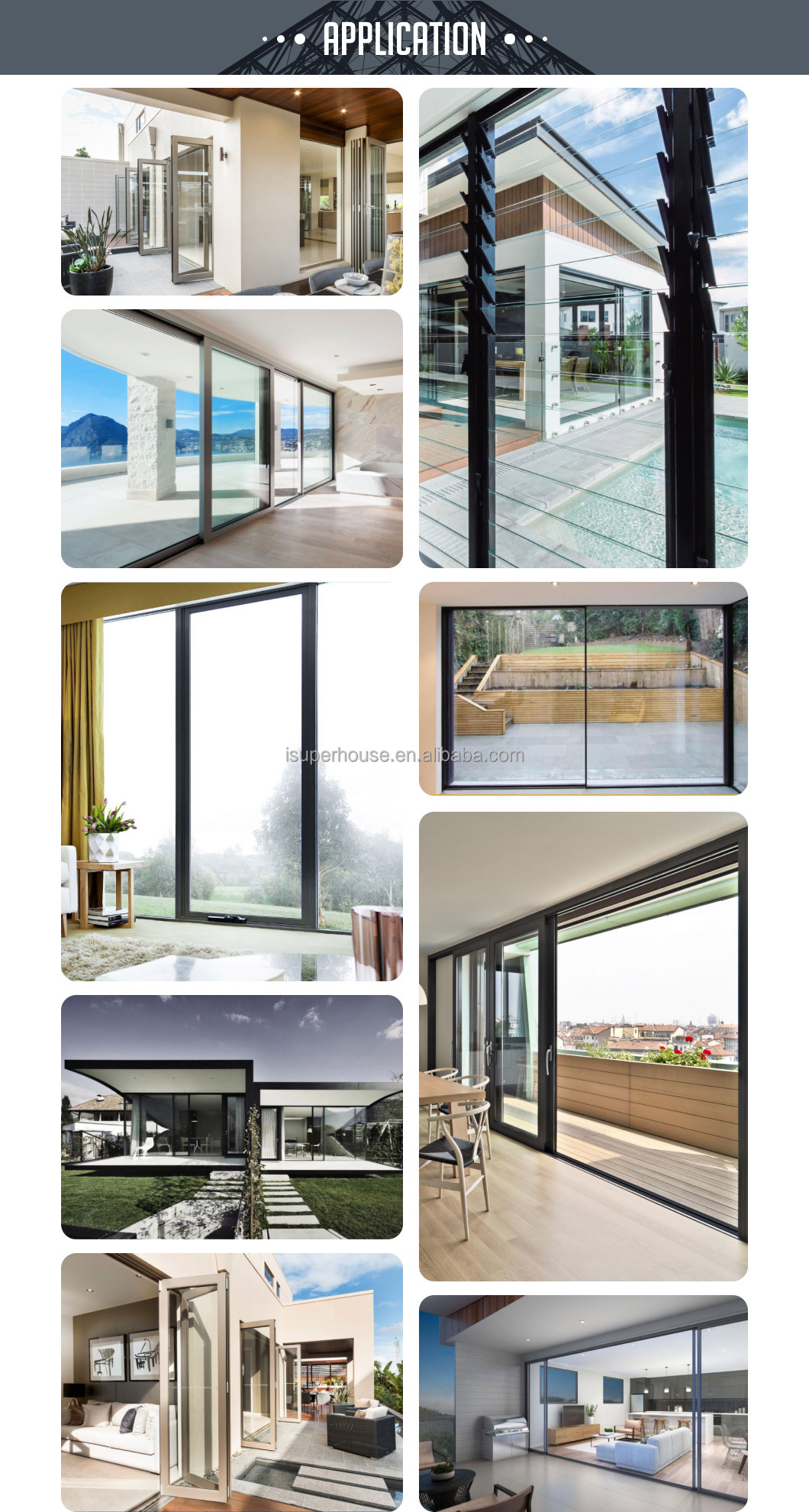 Commercial High Quality Impact Resistance Simple Design Sliding Door Aluminum Slide Impact Door Glass Sliding Doors