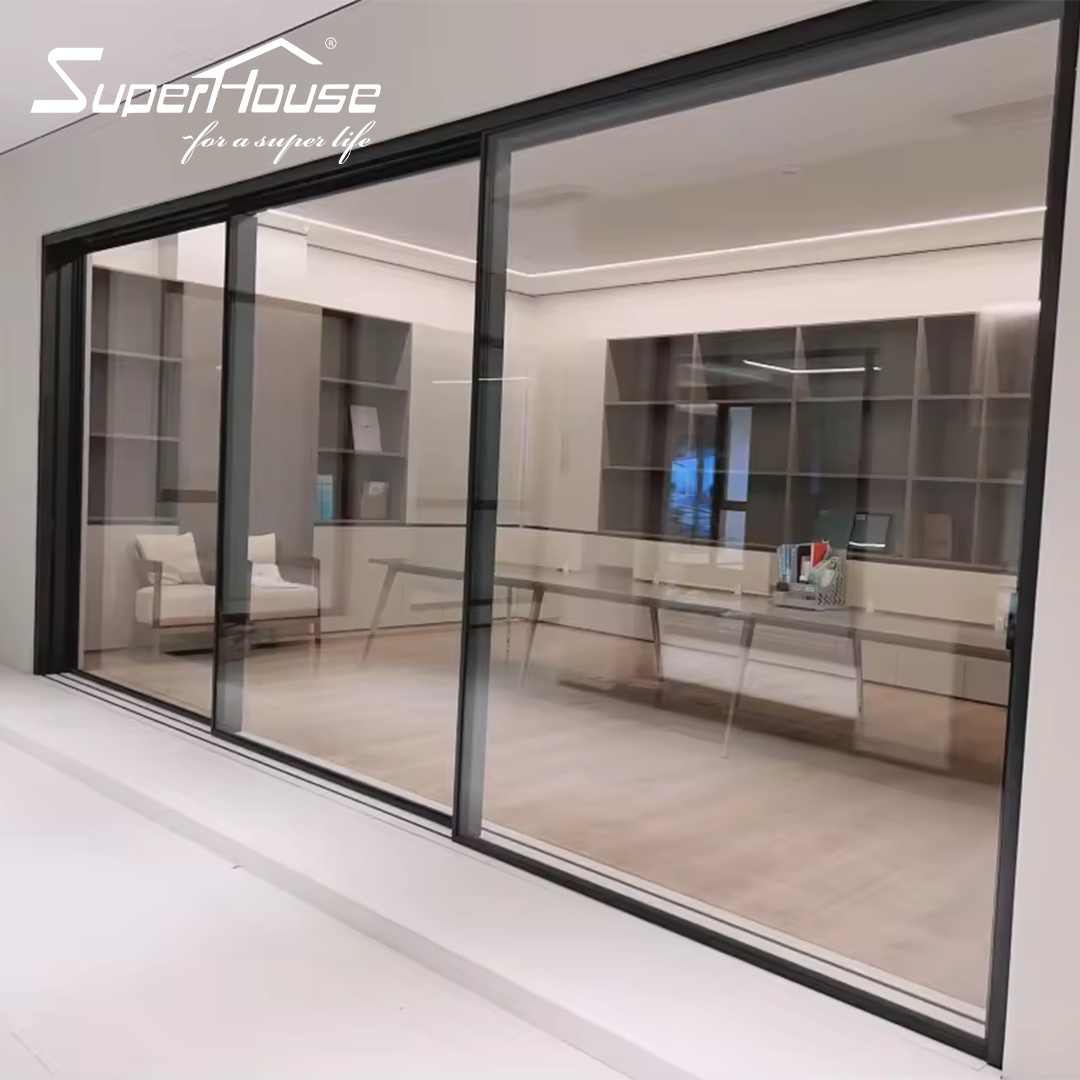 Impact Resistant Aluminum Alloy Hurricane Sliding Glass Doors & Windows Miami Dade Standard Modern Design for Hotel Entry