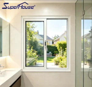 Hotel 4 Inch Limit Opening Aluminum Sliding Window Low-E Reflective Glass Waterproof Privacy Protection Customized for Bathroom