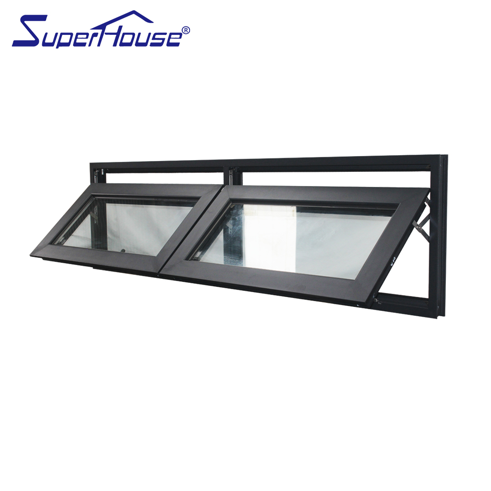 Superhouse Insulated Tempered Glass Horizontal  Open Style with Aluminum Alloy Frame Aluminum Awning Window