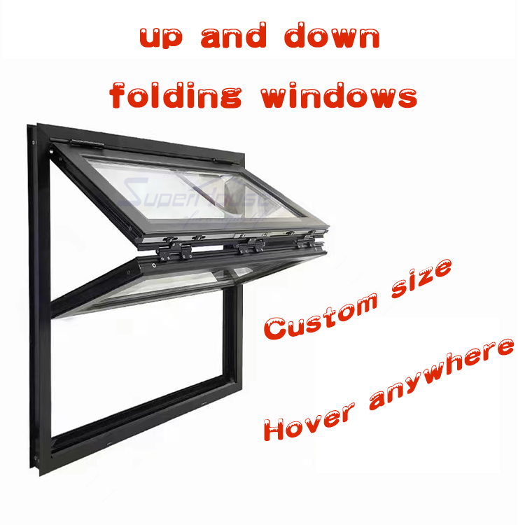 Vertical Folding windows up and Down Bi Fold Window Fold up Aluminum Glass Windows