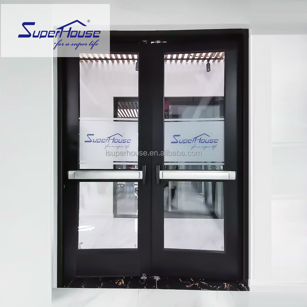 Commercial Building Fire Alarm Automatic Opening Device Aluminum Safety Tempered Panic bar Escape Door