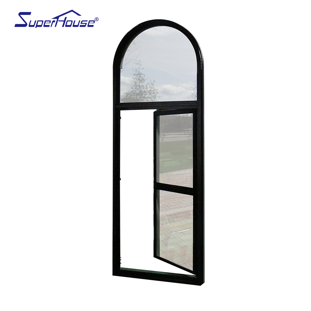 Superhouse New Design Top Arch Casement Aluminium Profile Tilt Turn Windows High Security Impact Glass Double Glazing