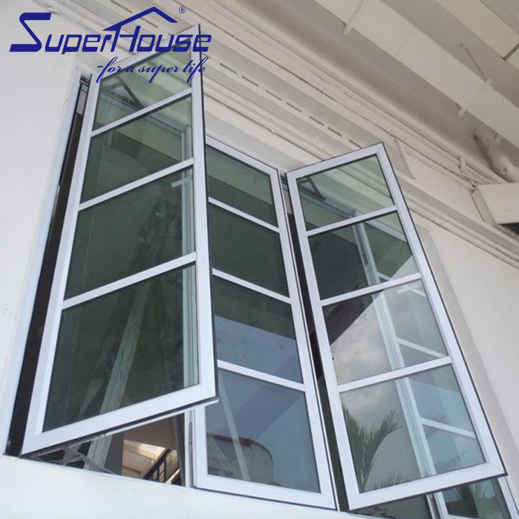 Superhouse Miami-Dade NOA Hurricane Impact Aluminum Casement Window,Double Glazed Windows Factory Custom for Residential Project