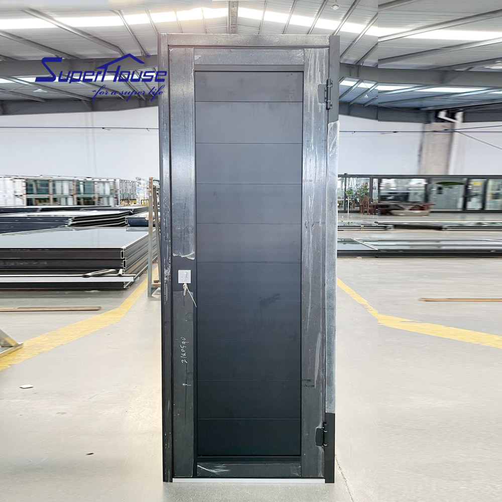 Main Aluminum Front Entry Door Double Tempered Glass New Design Exterior Modern Black Steel Graphic Design Aluminum Alloy CN;SHG