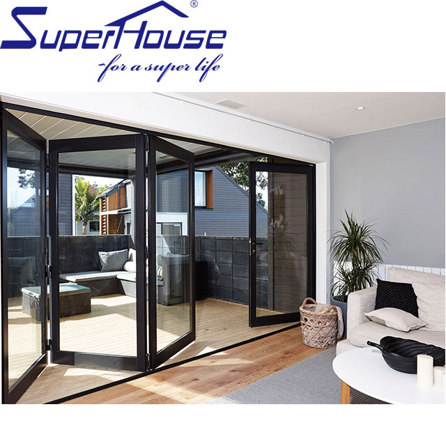 Modern Aluminum Folding Patio Glass Doors Passive House Movable Bi Folding Door Design