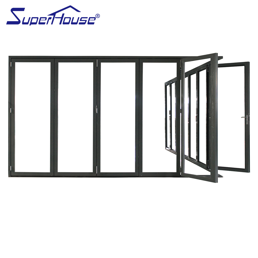 Factory Exterior Soundproof Hurricane Proof Thermal Break Bi-fold Accordion Aluminum Glass Patio Bi Folding Doors