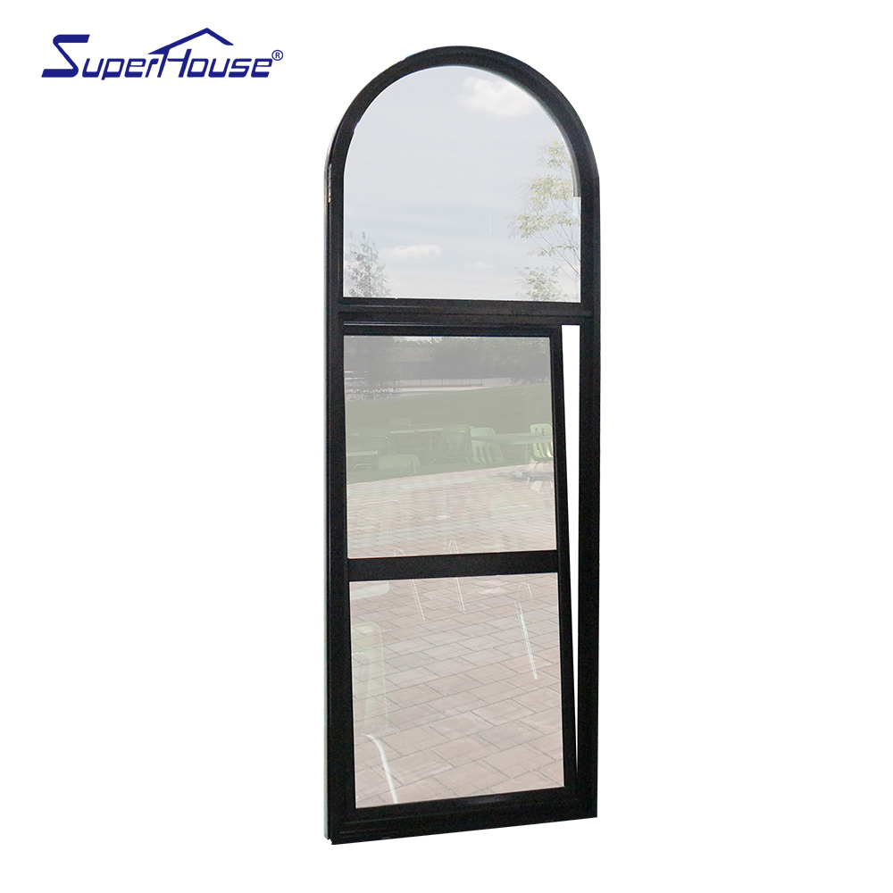Curved Modern Aluminum Tilt Turn Windows for Commercial Buildings, Easy Clean Inward Opening, Soundproof for North America
