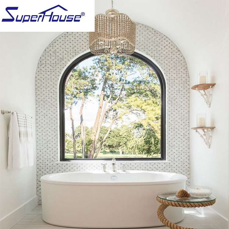 Factory customized USA standard shaped fixed window aluminum double glazed arched round circular triangle window for villa house