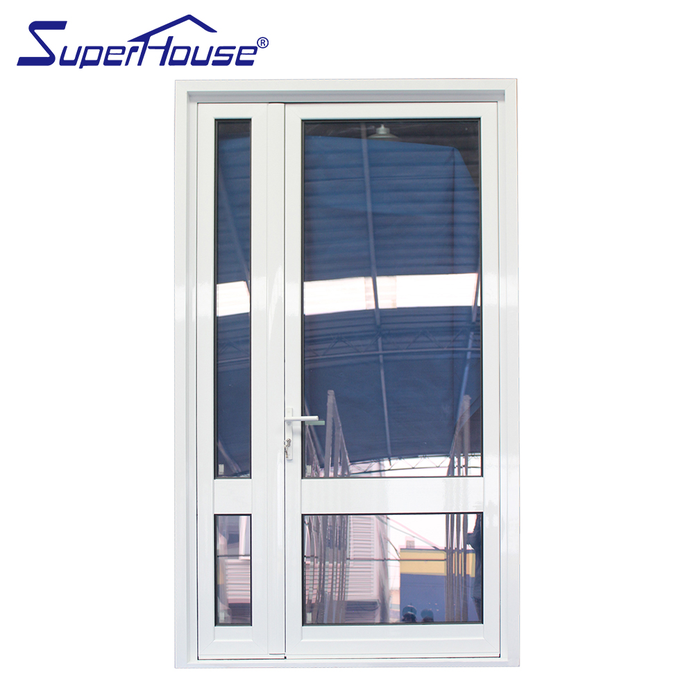 NOA Certified Wind & Hurricane Resistant Modern Aluminum Double Glazed Exterior French Doors for Prefabricated Homes