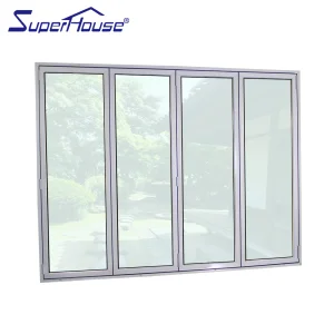Florida Miami-Dade Approved Custom Thermal Break Aluminum All Glass Folding Patio Tempered Glass White Aluminum Folding Doors