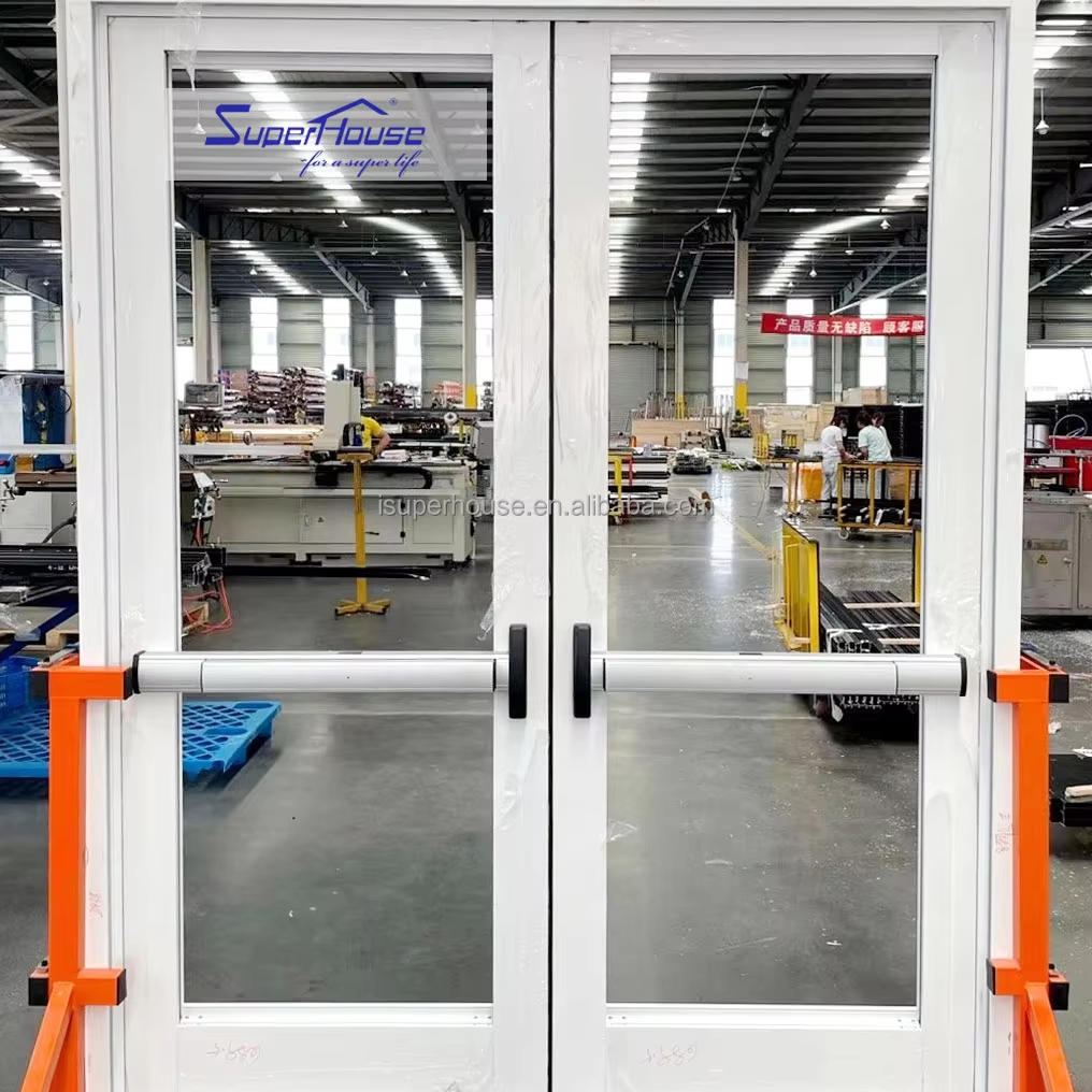 Commercial Building Fire Alarm Automatic Opening Device Aluminum Safety Tempered Panic bar Escape Door