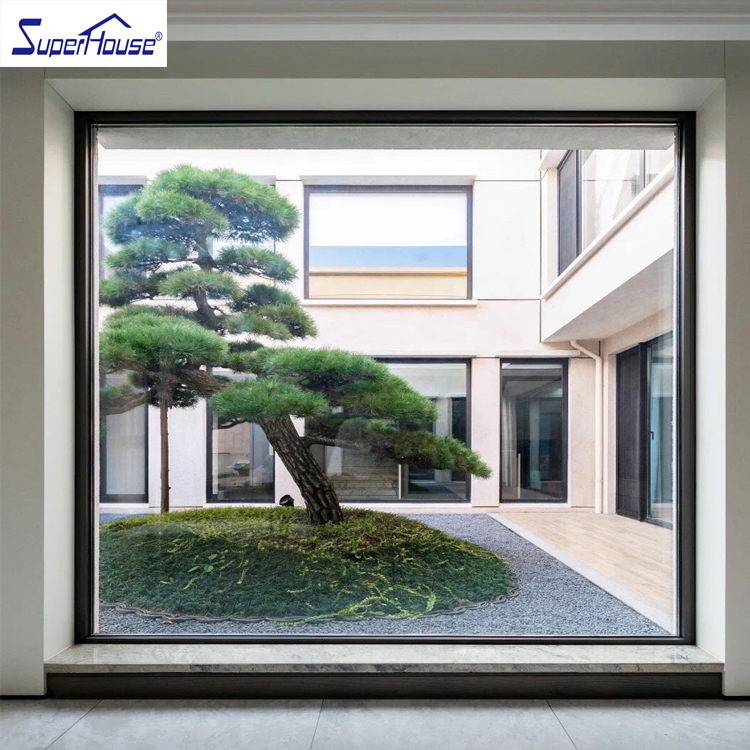 Villa House Large Fixed Vertical Picture Window Curtain Wall Corner Bay Windows with Tempered Safety Sound Proof Insulated Glass
