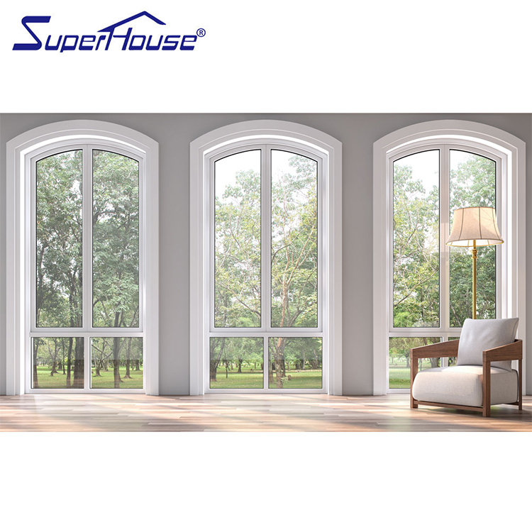 Factory customized USA standard shaped fixed window aluminum double glazed arched round circular triangle window for villa house