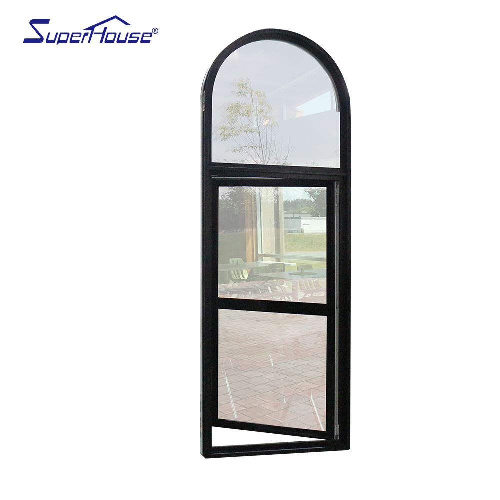 Superhouse New Design Top Arch Casement Aluminium Profile Tilt Turn Windows High Security Impact Glass Double Glazing