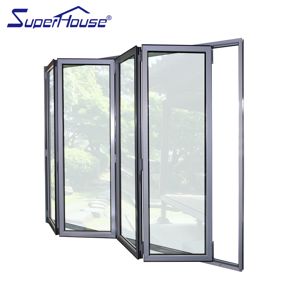 Florida Miami-Dade Approved Custom Thermal Break Aluminum All Glass Folding Patio Tempered Glass White Aluminum Folding Doors