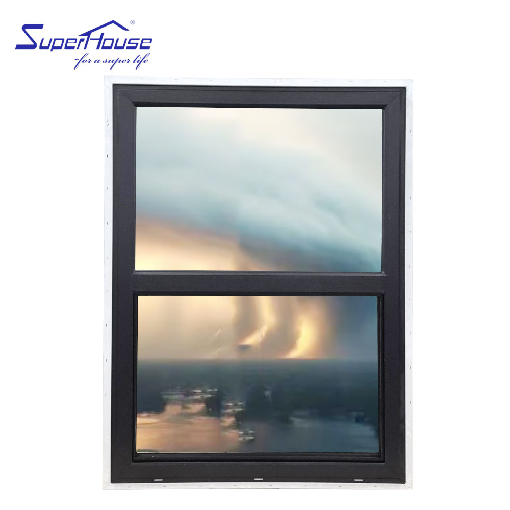 Superhouse Waterproof Hurricane Impact Resistant Aluminium Double Glass Sash Window Vertical Sliding Single Hung Window