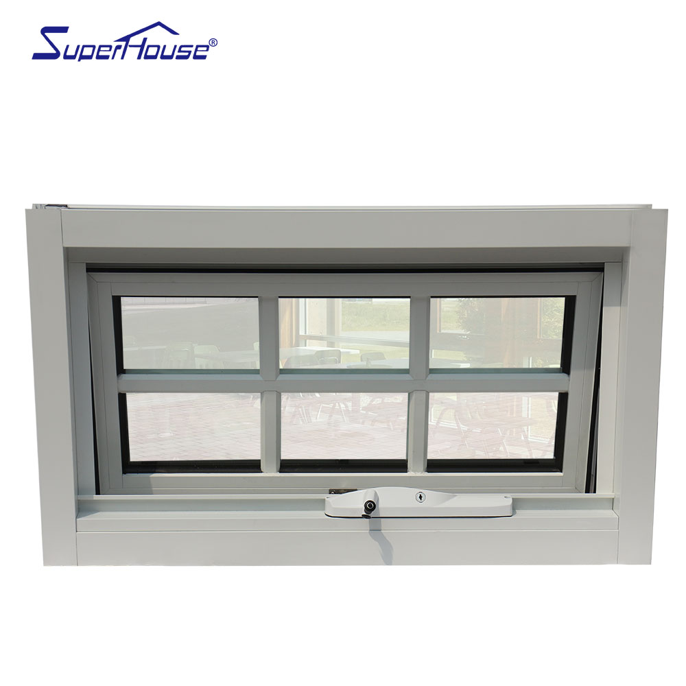 Superhouse Affordable Outdoor Waterproof Retractable Flyscreen Tempered Glass White Aluminum Awning Window