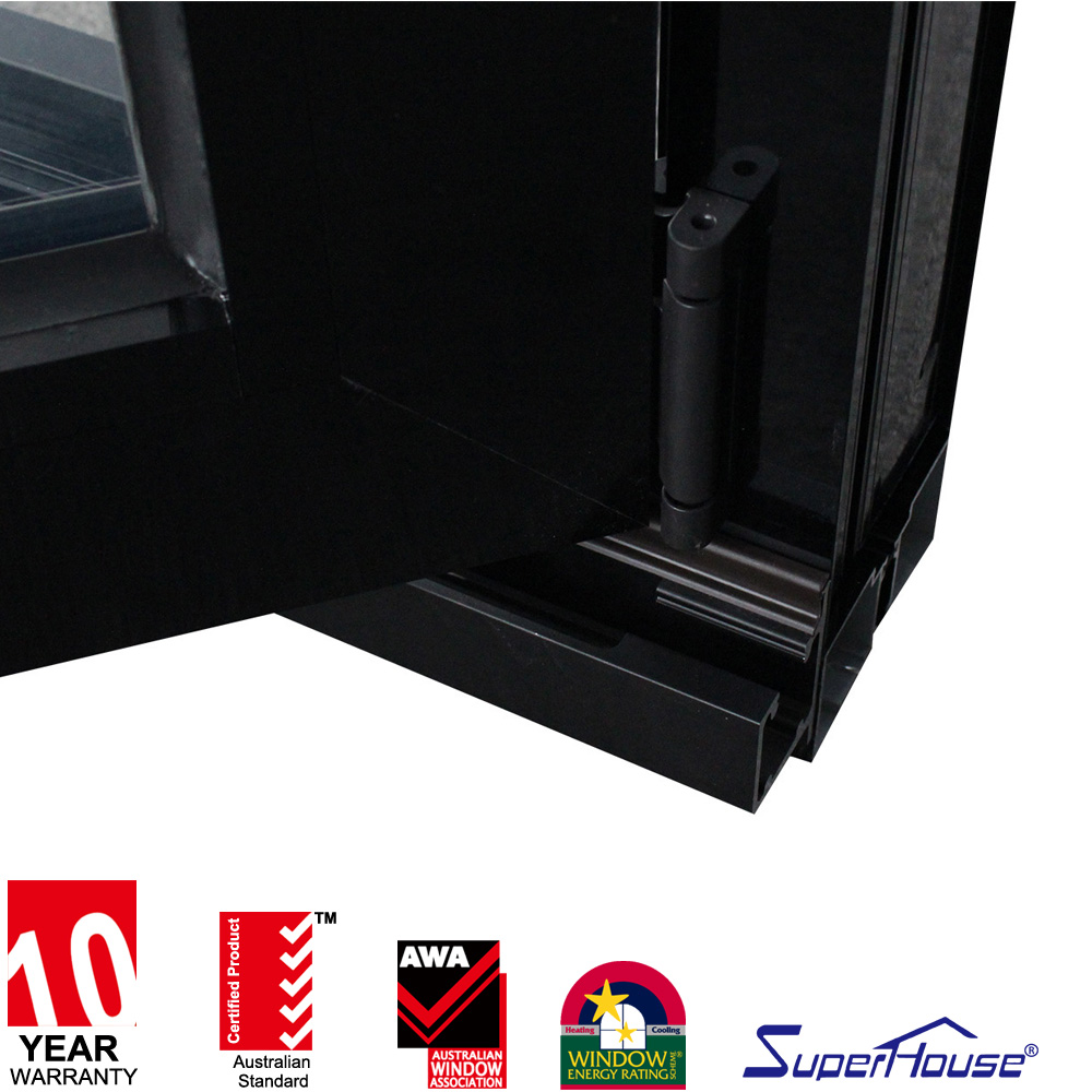 Superhouse Factory Direct Sales Weatherproof Thermal Break Modern Design Black Aluminum Folding Window