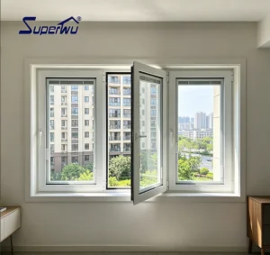 Florida Certified Hurricane Impact Resistant Aluminum Tilt&Turn Window Multi Point Lock Windproof Commercial Building Projects