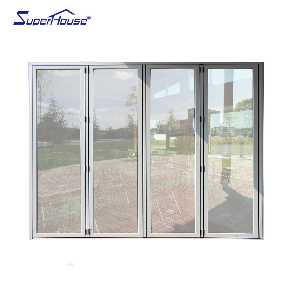 Superhouse Modern Double Glass Stylish Waterproof Smooth for Commercial Entrance Patio Exterior Use Aluminium Folding Door