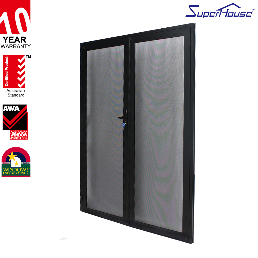 Modern NOA Certified Hurricane Proof Double Glass Aluminum Interior French Doors for Prefabricated Buildings